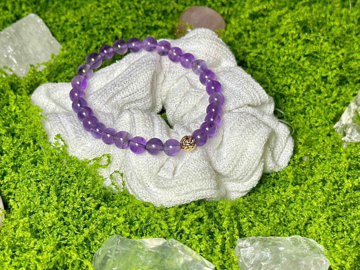 Grace Amethyst Bracelet with 14k Gold-Plated Rose