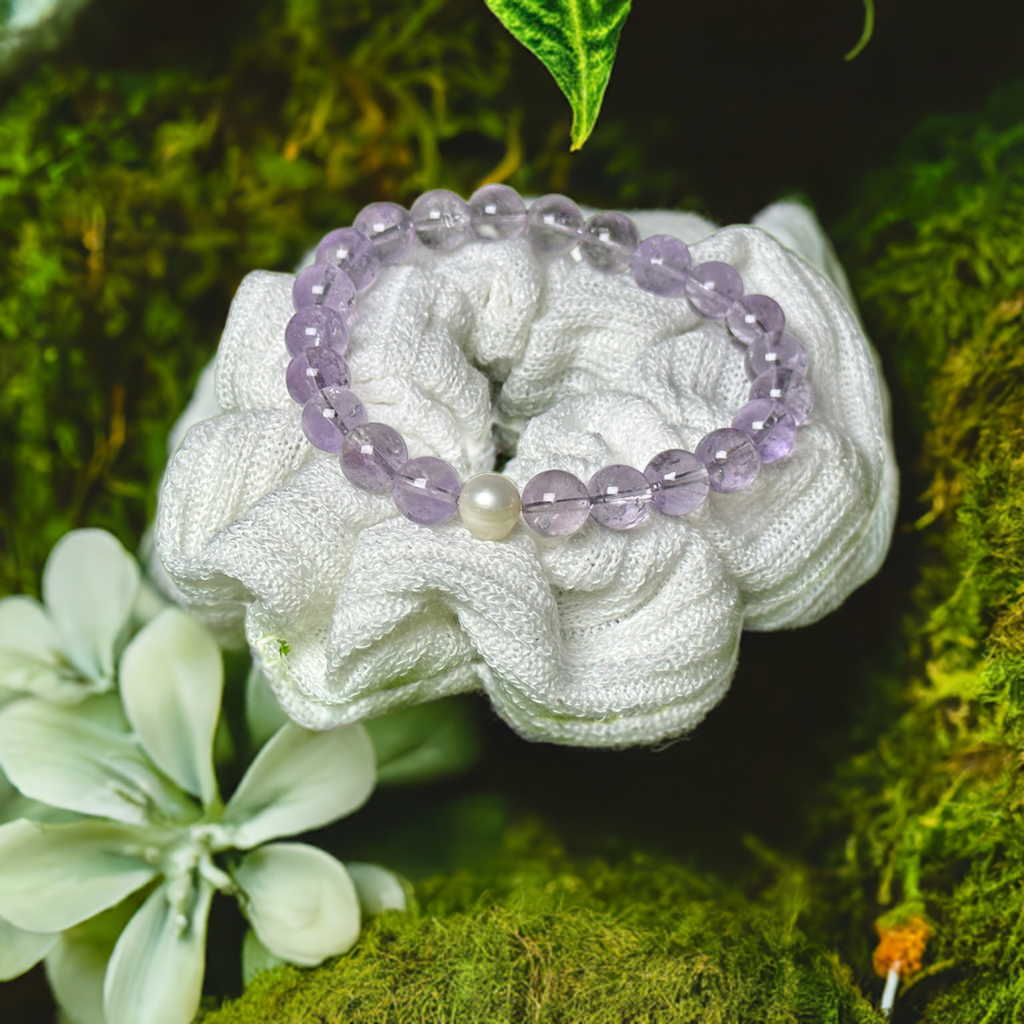 Amethyst and Freshwater Pearl Lavender Bracelet